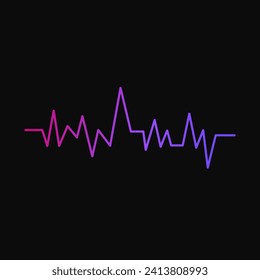 Icono de onda de sonido. Plano, púrpura, diseño de mensajes de voz, icono de ondas de sonido. Icono de vector