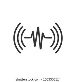 Sound wave icon in flat style. Heart beat vector illustration on white isolated background. Pulse rhythm business concept.