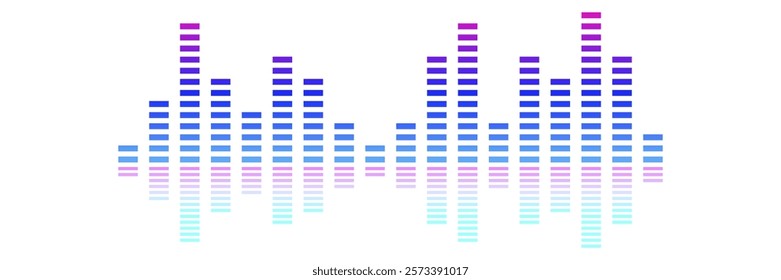 Sound wave icon. Gradient equalizer bars with symmetrical reflection.