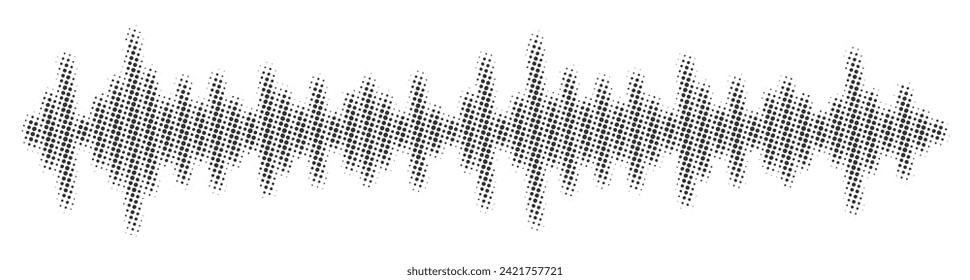 Sound wave icon halftone texture vector design horizontal dotted in black color