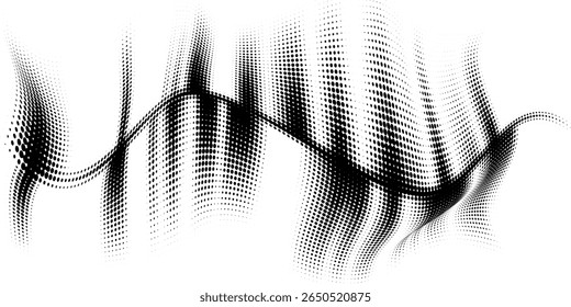 Diseño de Vector de textura de semitono de icono de onda de sonido Horizontal salpicado en color negro