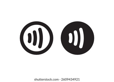 Sound wave icon inside circle outline and solid vector