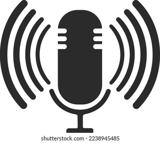 Sound wave icon, microphone icon black vector