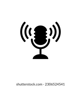 Sound wave icon with microphone. Mic and audio symbol.