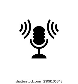 Icono de onda de sonido con micrófono. Símbolo de micrófono y audio.