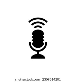 Sound wave icon with microphone. Mic and audio symbol.