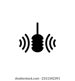 Sound wave icon with microphone. Mic and audio recording symbol.