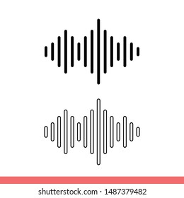 Sound wave icon in modern flat design isolated on white background, music vector illustration for web site or mobile app