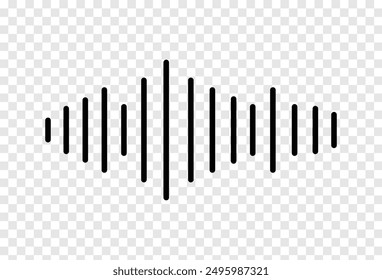 Sound wave icon. Music wave icon. Sound , audio wave or sound wave line art vector icon for music apps and websites. simple black icon on transparent background. Vector illustration. Eps file 163.