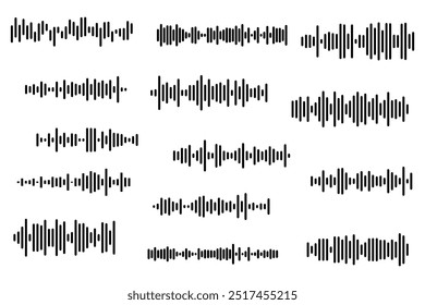 Icono de onda de sonido, interfaz de reproductor de podcast, símbolo de música, onda de sonido, barra de progreso de carga y Botones. Icono de onda de audio. Ondas sonoras fijadas.