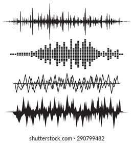 Sound Wave Icon Set. Equalize audio and stereo, melody. Vector illustration.
