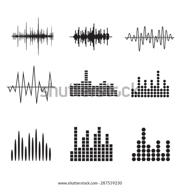 サウンドウェーブアイコンセット 音声とステレオ メロディをイコライズします ベクターイラスト のベクター画像素材 ロイヤリティフリー