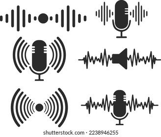 Sound wave icon set, volume wave icon black vector