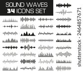 Sound wave icon set. Sound waveforms collection. Vector illustration.