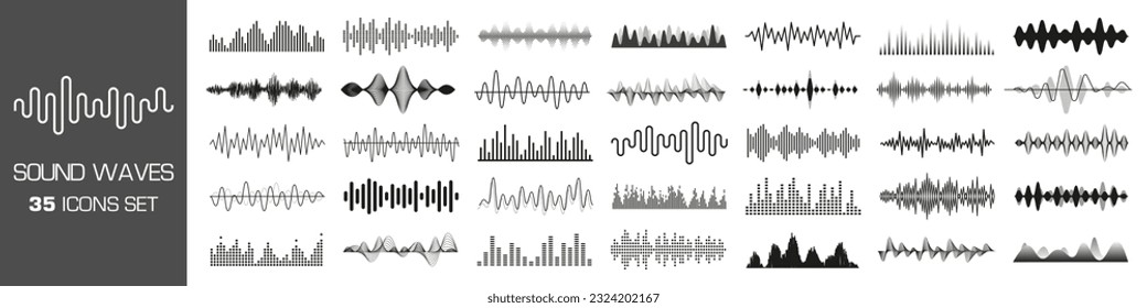 Sound wave icon set. Sound waveforms collection. Vector illustration. svg