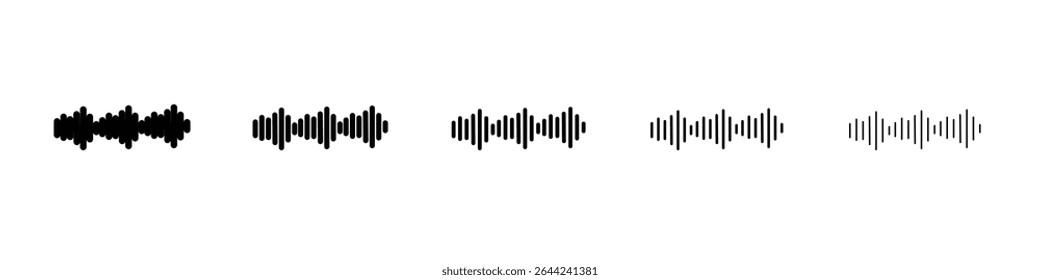 Sound Wave Icon thin outline logo mark set