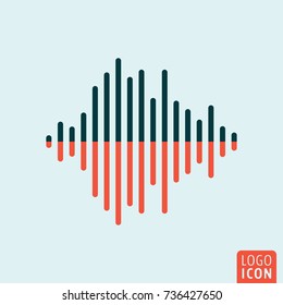 Sound wave icon. Two color audio equalizer symbol. Vector illustration.