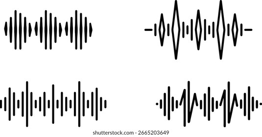 Icono de onda de sonido. Señal de mensaje de voz. Ilustración vectorial de logotipo de onda de sonido de audio. Icono de ecualizador de onda de radio simple