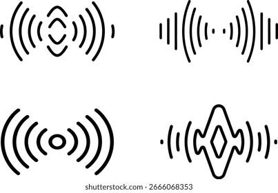 Icono de onda de sonido. Señal de mensaje de voz. Ilustración vectorial de logotipo de onda de sonido de audio. Icono de ecualizador de onda de radio simple