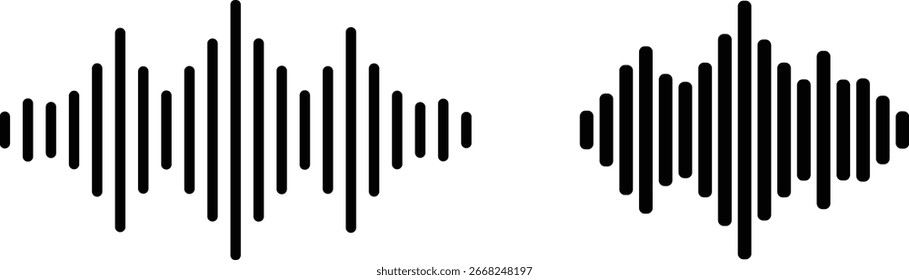 Icono de onda de sonido. Señal de mensaje de voz. Ilustración vectorial de logotipo de onda de sonido de audio. Icono de ecualizador de onda de radio simple