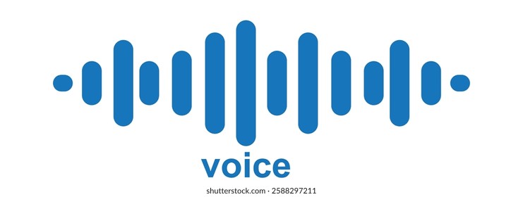 Sound wave icon for voice recognition in virtual assistant, speech sign. Abstract audio wave, voice command control, outline acoustic waveform. Vector element for voice mobile app interface