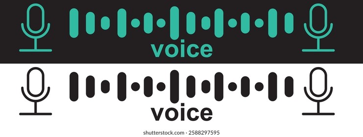 Sound wave icon for voice recognition in virtual assistant, speech signal. Abstract audio wave, voice command control, outline acoustic waveform. Vector element for mobile app with voice interface