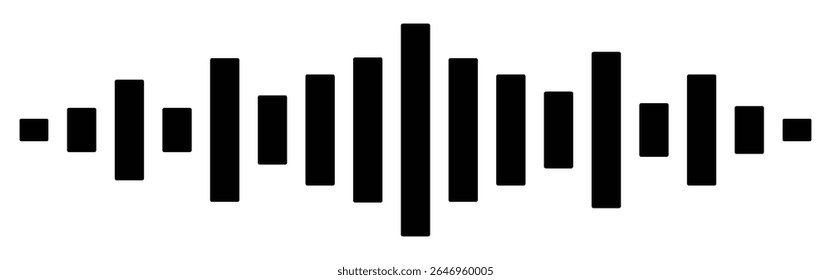 Sound wave icon for voice recognition in virtual assistant, speech signal. Abstract audio wave, voice command control, outline acoustic waveform. Vector element for mobile app with voice interface.