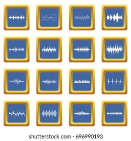 Sound wave icons set in blue color isolated vector illustration for web and any design