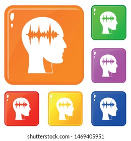 Sound wave icons set collection vector 6 color isolated on white background