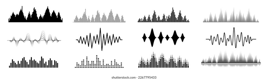 Sound wave icons set. Recording icons.