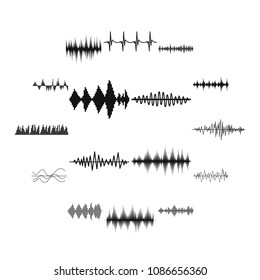 Sound wave icons set in simple style. Audio equalizer set collection vector illustration