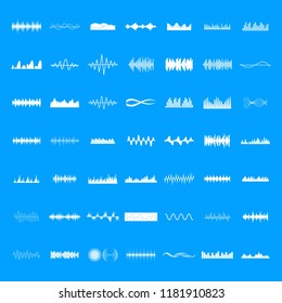 Sound wave icons set. Simple illustration of 50 sound wave vector icons for web