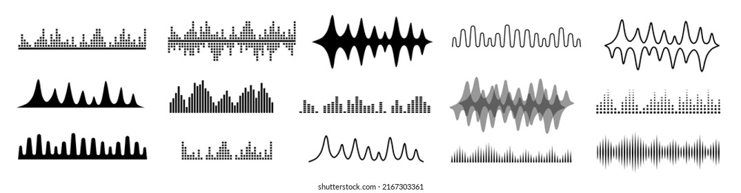 Iconos de ondas de sonido configurados. Iconos de ilustración simples