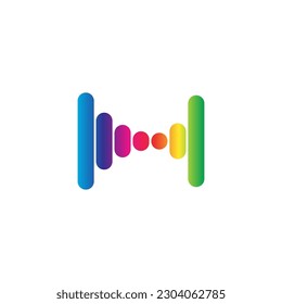 Plantilla de icono vectorial del logotipo de la ilustración de la onda de sonido. Logo de ondas coloreadas de audio