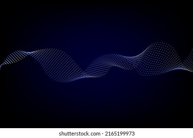 Sound wave illustration on a dark background. Abstract blue digital equalizer indicators. Voice graph meter or audio electronic tracks.Vector horizontal sonic vibration spectrum.
