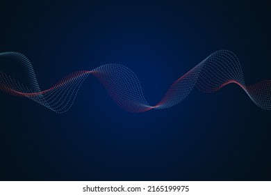 Sound wave illustration on a dark background. Abstract blue digital equalizer indicators. Voice graph meter or audio electronic tracks.Vector horizontal sonic vibration spectrum.
