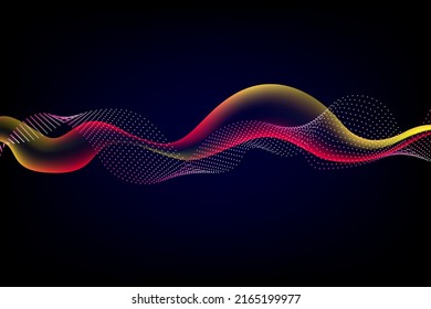 Sound wave illustration on a dark background. Abstract blue digital equalizer indicators. Voice graph meter or audio electronic tracks.Vector horizontal sonic vibration spectrum.
