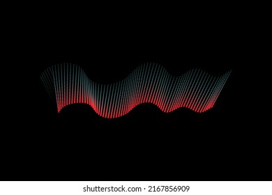 Sound wave illustration on a dark background. Abstract blue digital equalizer indicators. Voice graph meter or audio electronic tracks.Vector horizontal sonic vibration spectrum.
