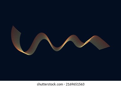 Sound wave illustration on a dark background. Abstract blue digital equalizer indicators. Voice graph meter or audio electronic tracks.Vector horizontal sonic vibration spectrum.
