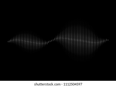 Sound wave isolated on black background. Sound wave for web site, wallpaper, poster, placard, ad, cover and print materials. Creative art concept, vector illustration, eps 10