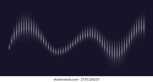 Fundo de linha de onda de som, equalizador branco abstrato com efeito de luz, assistente de áudio de voz, batimento de pulso de energia. Ilustração da onda sonora do vetor.