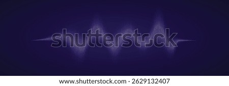 Sound wave line background, abstract colored equalizer with light effect, voice audio assistant, purple energy pulse beat. Vector soundwave illustration.