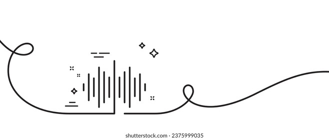 Sound wave line icon. Continuous one line with curl. Audio track sign. Radio music symbol. Sound wave single outline ribbon. Loop curve pattern. Vector