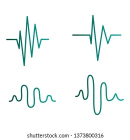 Sound wave line icon set isolated on white background. Collection of audio music sound wave thin line icons for web, sinusoidal, music app and logo design. Creative concept, vector illustration