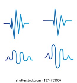 Sound wave line icon set isolated on white background. Collection of audio music sound wave thin line icons for web, sinusoidal, music app and logo design. Creative concept, vector illustration