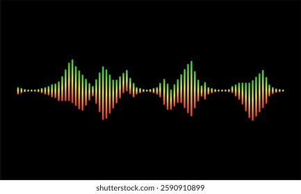 Sound wave line illustration. Gradient music equalizer. Dark background. Logo, icon or banner for audio track. Simple abstract wave. Linear modern, trendy vector.

