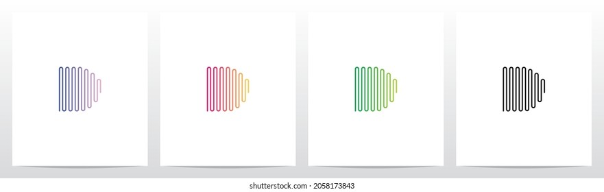 Sound Wave Lines Letter Logo Design D