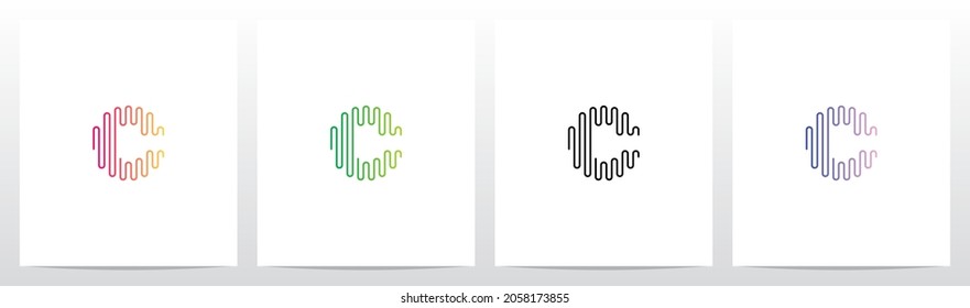 Sound Wave Lines Letter Logo Design C