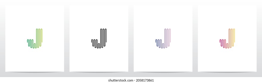 Sound Wave Lines Letter Logo Design J