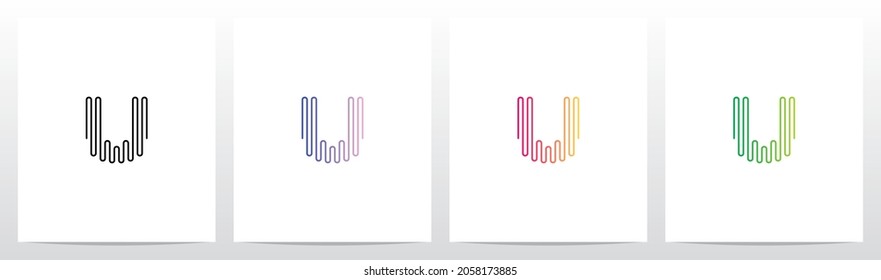 Sound Wave Lines Letter Logo Design U